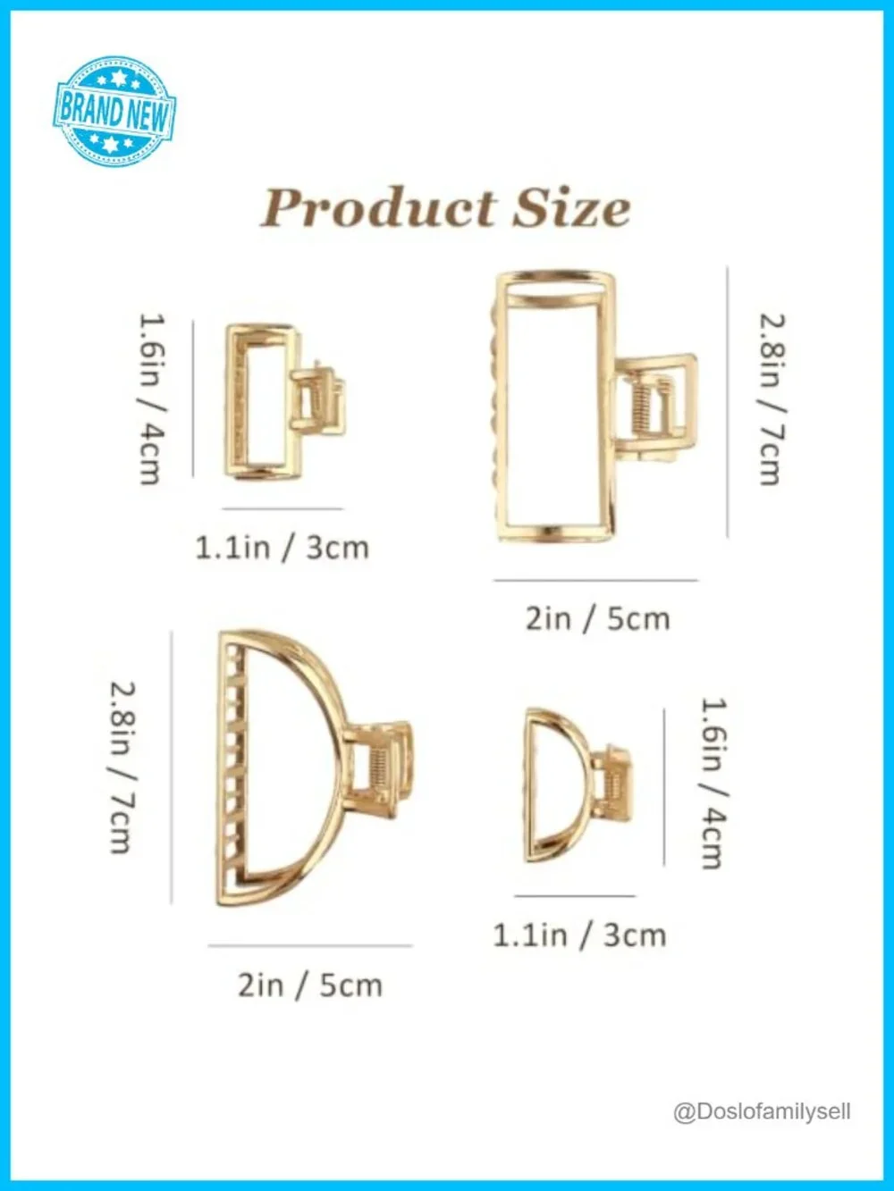 4Pcs Metal Hair Claw Clips Gold Non-Slip Claw Clips for Women Elegant Hair